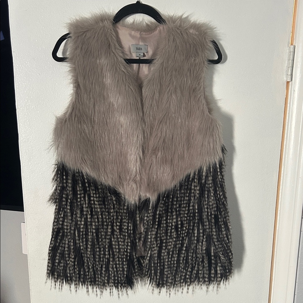 Faux Fur Vest in Gray and Black